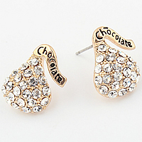 Zinc Alloy Rhinestone Stud Earring, stainless steel post pin, gold color plated, enamel & with rhinestone, nickel, lead & cadmium free 