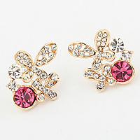 Zinc Alloy Rhinestone Stud Earring, stainless steel post pin, Butterfly, gold color plated, with rhinestone, nickel, lead & cadmium free 
