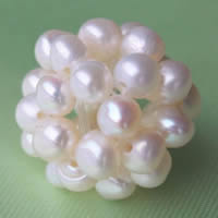 Ball Cluster Cultured Pearl Beads, perle d'eau douce cultivée, Rond, naturel, creux, blanc, 16mm Environ 2-5mm, Vendu par PC
