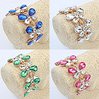 Crystal Bracelets, Zinc Alloy, with Crystal, with 1.9Inch extender chain, Butterfly, gold color plated, with rhinestone nickel, lead & cadmium free, 31mm Approx 8.6 Inch 