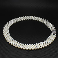 Natural Freshwater Pearl Necklace, brass box clasp, Potato, white, 4-5mm Approx 17.5 Inch 