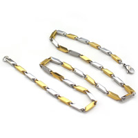 Titanium Steel Chain Necklace, plated, bar chain & two tone, 4mm Approx 20 Inch 