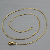 チタン鋼チェーンネックレス, チタン鋼, ゴールドメッキ, 楕円形の鎖, 1.5mm, 長さ:約 24.5 インチ, 20ストランド/バッグ, 売り手 バッグ