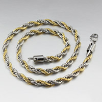 Titanio collar de cadena de acero, Partículas de acero, chapado, cadena de cuerda & 2-tono, 5.7mm, longitud:aproximado 20 Inch, 10Strandsfilamento/Bolsa, Vendido por Bolsa