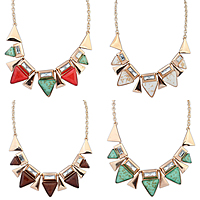 Fashion Statement Necklace, Zinc Alloy, with Resin, with 2.3Inch extender chain, Triangle, gold color plated, twist oval chain & faceted nickel, lead & cadmium free Approx 18.1 Inch 