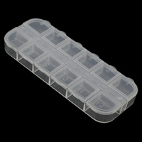 Plastic Bead Container, Rectangle, transparent & 12 cells 