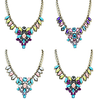 Fashion Statement Necklace, Zinc Alloy, with Crystal & Resin, with 2.5Inch extender chain, antique bronze color plated, faceted & with rhinestone nickel, lead & cadmium free Approx 17.5 Inch 
