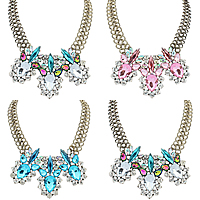 Fashion Statement Necklace, Zinc Alloy, with Crystal, with 2.3Inch extender chain, antique bronze color plated, faceted & with rhinestone nickel, lead & cadmium free Approx 15.3 Inch 