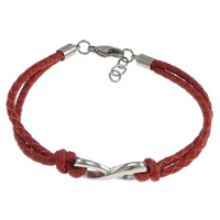 Cowhide Bracelets, with 304 Stainless Steel, with 1lnch extender chain, Infinity 3mm 