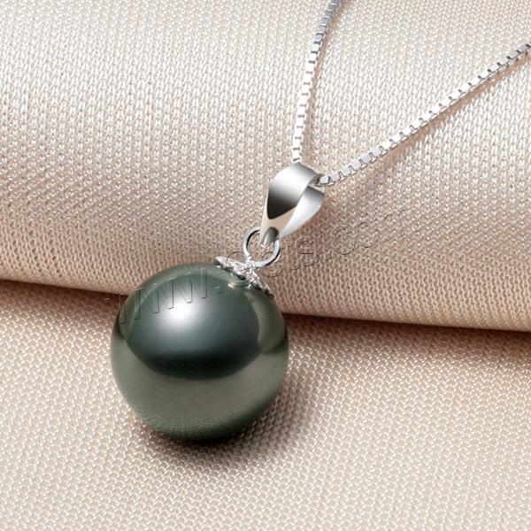 Tahitian perlas Colgante, Perlas de Tahití, con metal, Esférico, natural, diverso tamaño para la opción, Negro, agujero:aproximado 2-7mm, Vendido por UD