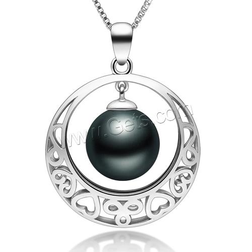 Tahitian Pearls Pendant, with Brass, Round, natural, different size for choice & hollow, black, Hole:Approx 2-7mm, Sold By PC