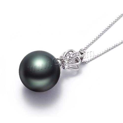 Tahitian Pearls Pendant, with Diamond & Brass, Round, natural, different size for choice, black, Hole:Approx 2-7mm, Sold By PC