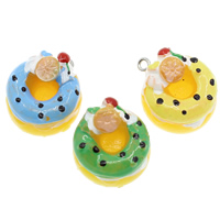 Imitation Food Resin Pendants, with Iron, Cake, solid color 21*26mm Approx 2mm 