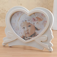 ABS Plastic Picture Frame, with Glass, Heart, for 7 inch photo, white 