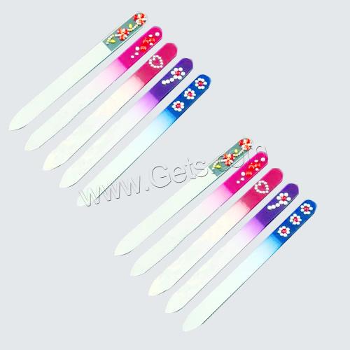 Nail File, Glass, different designs for choice, more colors for choice, 140x12x3mm, Sold By PC