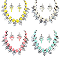 Statement Jewelry Sets, Zinc Alloy, earring & necklace, with Crystal & Resin, with 1.9Inch extender chain, platinum color plated, faceted & with rhinestone nickel, lead & cadmium free, 39mm Approx 18.8 Inch 