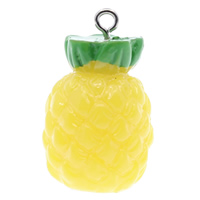 Imitation Fruit Resin Pendant, with Iron, Pineapple, solid color, yellow Approx 2mm 