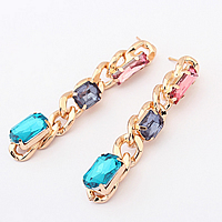 Crystal Drop Earring, Zinc Alloy, with Crystal, stainless steel post pin, gold color plated, faceted, nickel, lead & cadmium free 