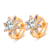 Gets® Jewelry Earring, Brass, Flower, 18K gold plated, with cubic zirconia & faceted, clear, nickel, lead & cadmium free 