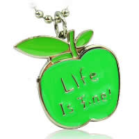Watch Necklace, iron chain, with Zinc Alloy, Apple, green Approx 23 Inch 