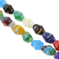 Perles en verre Millefiori, Bicône, fait à la main, normes différentes pour le choix, couleurs mélangées Environ 1mm Environ 15.5 pouce, Vendu par brin