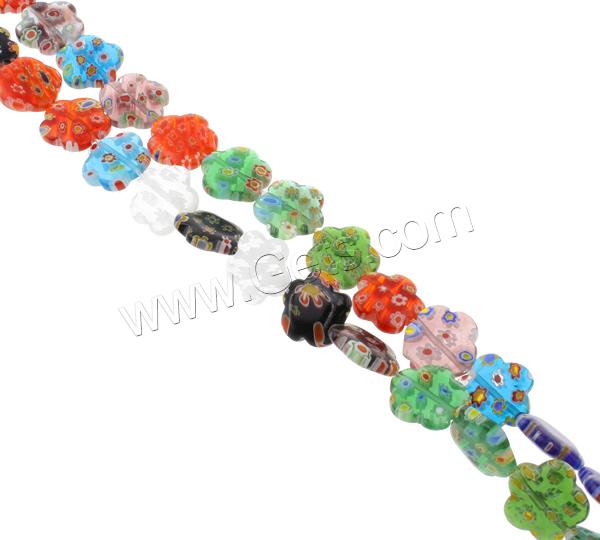 Perles en verre Millefiori, fleur, fait à la main, normes différentes pour le choix, couleurs mélangées, Trou:Environ 1mm, Longueur:Environ 14.5 pouce, Vendu par brin