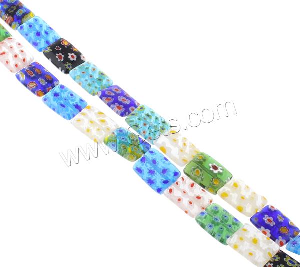 Millefiori Glass Beads, Rectangle, handmade, different size for choice, mixed colors, Hole:Approx 1mm, Length:Approx 14.5 Inch, Sold By Strand