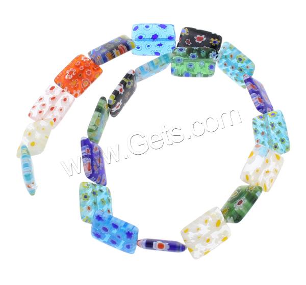 Millefiori Glass Beads, Rectangle, handmade, different size for choice, mixed colors, Hole:Approx 1mm, Length:Approx 14.5 Inch, Sold By Strand