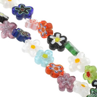 Millefiori Glass Beads, Flower, handmade, mixed colors, 10- Approx 1mm Approx 13.5 Inch, Approx 