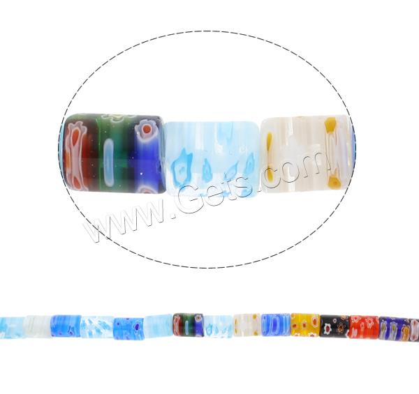 Millefiori Glasperlen, Glas Millefiori, Zylinder, handgemacht, verschiedene Größen vorhanden, gemischte Farben, Bohrung:ca. 1mm, Länge:ca. 15.5 ZollInch, verkauft von Strang