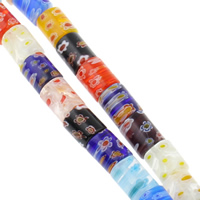 Millefiori Glass Beads, Column, handmade mixed colors Approx 1mm Approx 15.5 Inch 