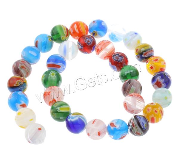 Millefiori Glass Beads, Round, handmade, different size for choice, mixed colors, Hole:Approx 1mm, Length:Approx 14 Inch, Sold By Strand