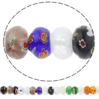 Perles en verre Millefiori, rondelle, fait à la main, normes différentes pour le choix, couleurs mélangées Environ 1mm Environ 13.5 pouce, Vendu par brin[