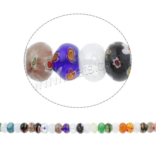 Millefiori Glass Beads, Rondelle, handmade, different size for choice, mixed colors, Hole:Approx 1mm, Length:Approx 13.5 Inch, Sold By Strand