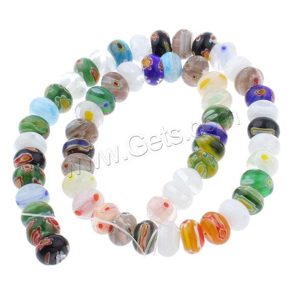 Millefiori Glass Beads, Rondelle, handmade, different size for choice, mixed colors, Hole:Approx 1mm, Length:Approx 13.5 Inch, Sold By Strand