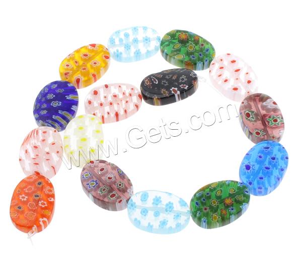 Perles en verre Millefiori, ovale plat, fait à la main, normes différentes pour le choix, couleurs mélangées, Trou:Environ 1mm, Longueur:Environ 14.5 pouce, Vendu par brin