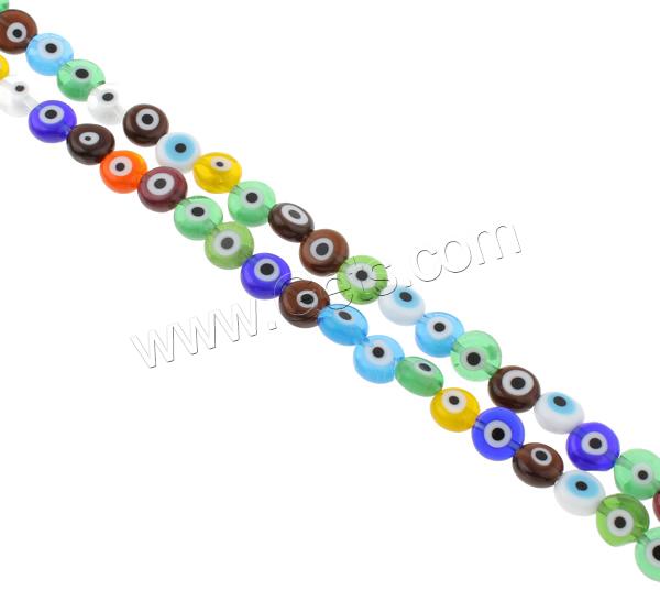 Perles de Murano Evil Eye, chalumeau, Plat rond, fait à la main, motif de mauvais œil & normes différentes pour le choix, couleurs mélangées, Trou:Environ 1mm, Longueur:Environ 14 pouce, Vendu par brin