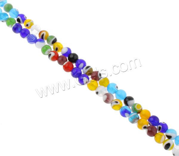Evil Eye Lampwork Beads, Round, handmade, evil eye pattern & different size for choice, mixed colors, Hole:Approx 1mm, Length:Approx 14 Inch, Sold By Strand