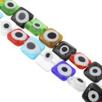 Evil Eye Lampwork Beads, Square, handmade, evil eye pattern mixed colors Approx 1mm Approx 14.5 Inch 