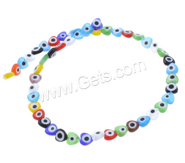 Evil Eye Lampwork Beads, Heart, handmade, evil eye pattern & different size for choice, mixed colors, Hole:Approx 1mm, Length:Approx 13.5 Inch, Sold By Strand