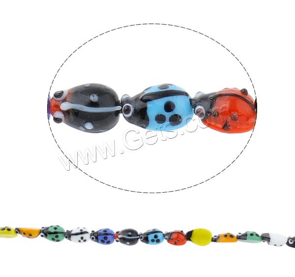 Animal Lampwork Beads, Ladybug, handmade, different size for choice, mixed colors, Hole:Approx 1mm, Length:Approx 9 Inch, Approx 20PCs/Strand, Sold By Strand