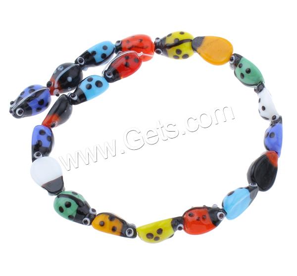 Animal Lampwork Beads, Ladybug, handmade, different size for choice, mixed colors, Hole:Approx 1mm, Length:Approx 9 Inch, Approx 20PCs/Strand, Sold By Strand