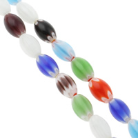 Perles en verre Millefiori, ovale, fait à la main, normes différentes pour le choix, couleurs mélangées Environ 1mm Environ 14.5 pouce, Vendu par brin