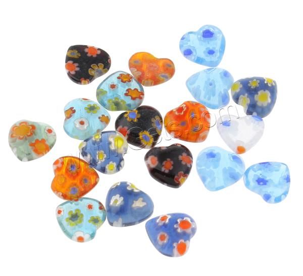 Millefiori Glass Cabochon, Heart, handmade, different size for choice & flat back, mixed colors, 200PCs/Bag, Sold By Bag