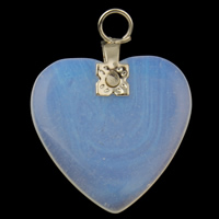 Pendentifs opale de mer, Opaline, avec fer, coeur, transparent Environ 3mm, Vendu par PC