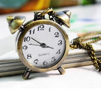 時計ネックレス, 亜鉛合金, 目覚まし時計, 青銅メッキ, ツイスト楕円, 長さ:約 31 インチ, 売り手 ストランド