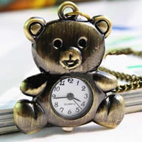 Ожереловые наручные часы, цинковый сплав, Медведь, Покрытие под бронзу старую, твист овал, длина:Приблизительно 31 дюймовый, продается Strand