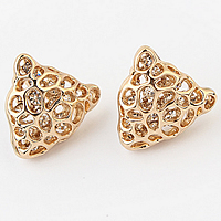 Zinc Alloy Rhinestone Stud Earring, stainless steel post pin, Leopard, gold color plated, with rhinestone & hollow, nickel, lead & cadmium free 