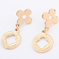 Zinc Alloy Drop Earring, stainless steel post pin, Flower, gold color plated, nickel, lead & cadmium free 