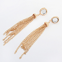 Zinc Alloy Tassel Earring, with Crystal, stainless steel post pin, gold color plated, nickel, lead & cadmium free 